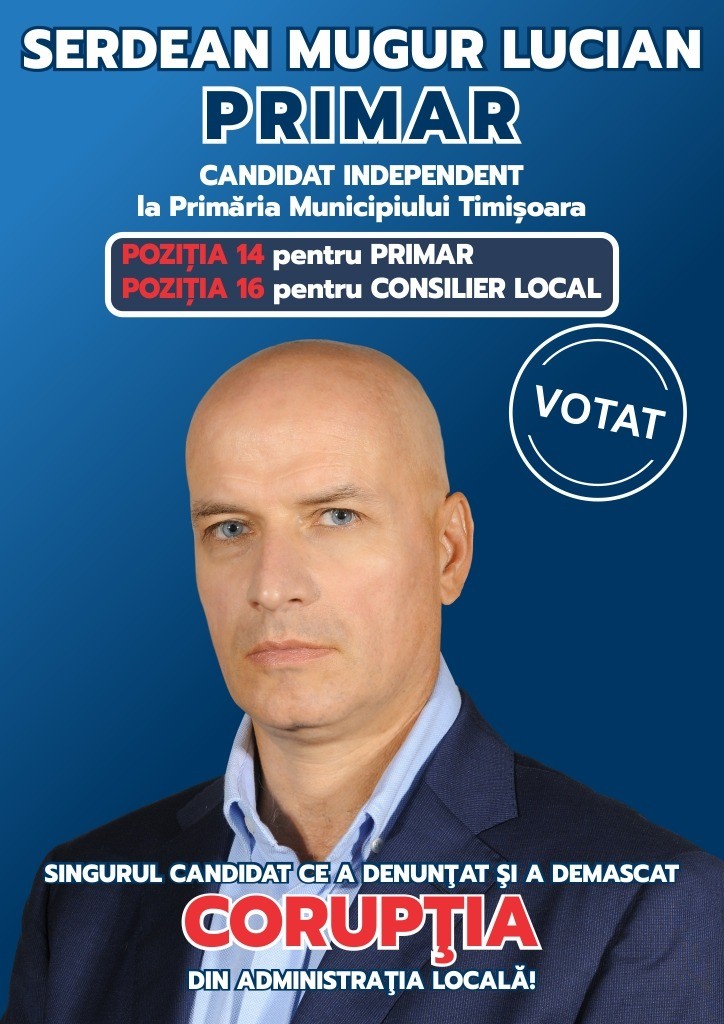 Erdean Mugur Lucian Candidat Independent La Prim Ria Timi Oara Am