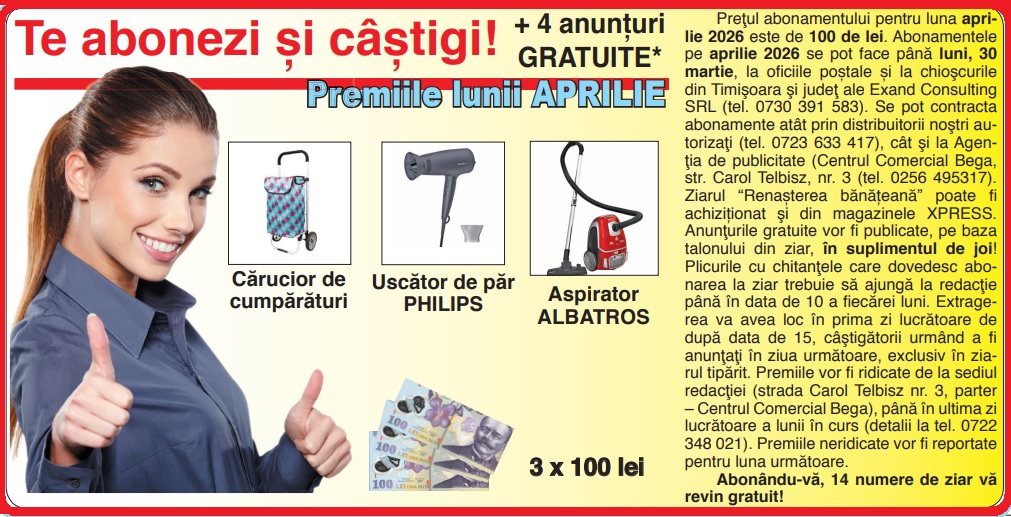 abonament renasterea banateana aprilie 2026