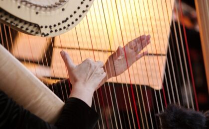 Concert la harpă, într-un oraș din Banatul de Munte