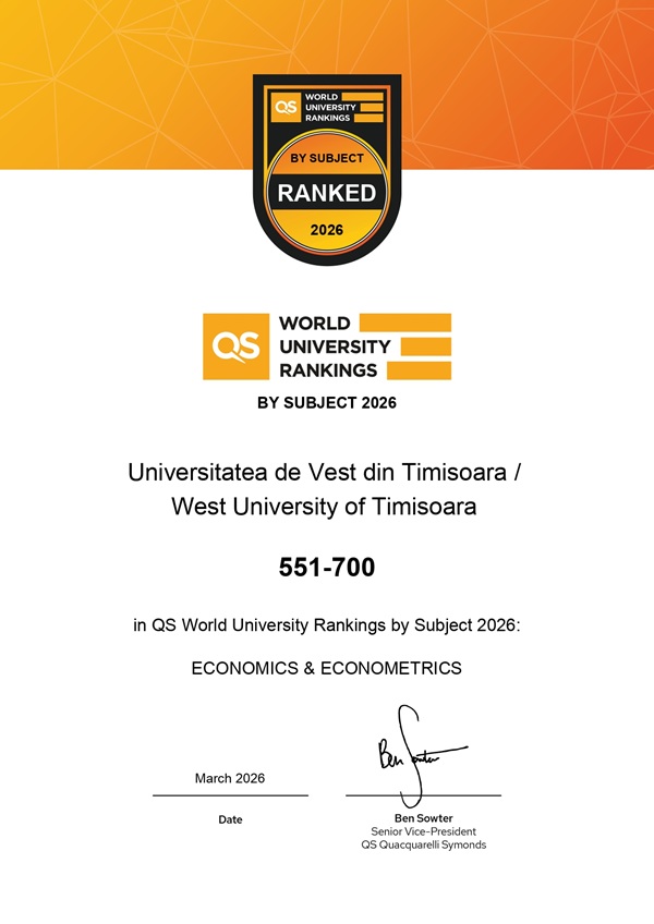 UVT reprezintă Timișoara în clasamentul QS World University Rankings by Subject 2026 2 universitatea de vest
