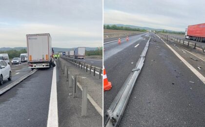Accident pe autostrada A1: un autotren a ajuns pe sensul opus...