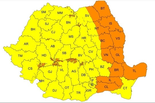 ANM - Toată ţara se va afla duminică sub avertizare de vânt