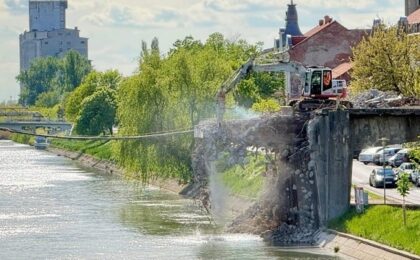Podul Muncii vine la pachet cu „mobilitate sustenabilă”, poluare, moloz în Bega și un șantier dezorganizat