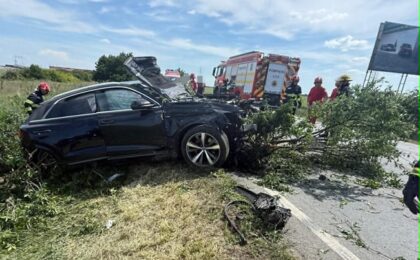 Accident extrem de grav pe un drum intens circulat din vestul țării (foto)