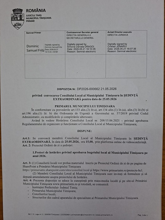 Bugetul Timișoarei, împins cu forța spre vot online. Aproape 3 miliarde lei, dezbatere de 30 de minute și anexe care complică prezentarea oficială 2 Bugetul Timișoarei, împins cu forța spre vot online. Aproape 3 miliarde lei, dezbatere de 30 de minute și anexe care complică prezentarea oficială