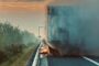 Autotren în flăcări pe autostrada A1, în județul Timiș