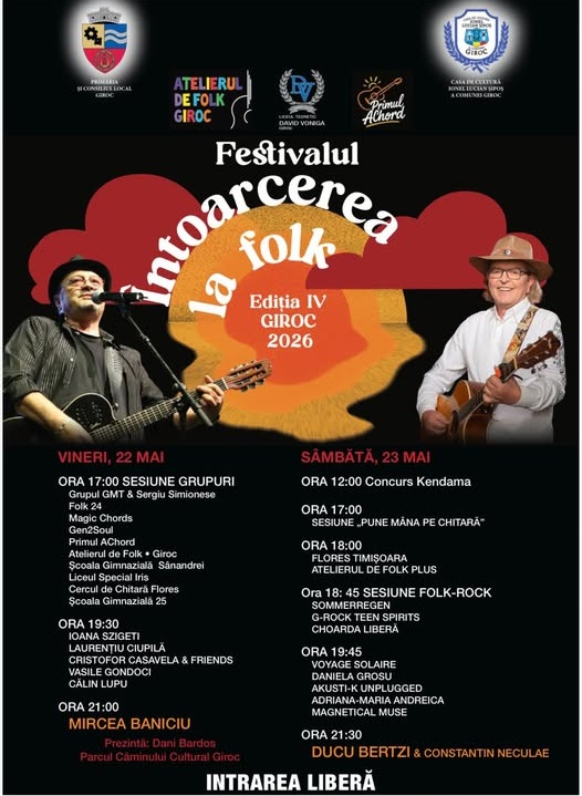 Mircea Baniciu şi Ducu Bertzi concertează la Giroc. Intrarea este liberă