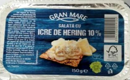 Un lot de salată cu icre, retras din comerț după ce a fost depistată Listeria monocytogenes