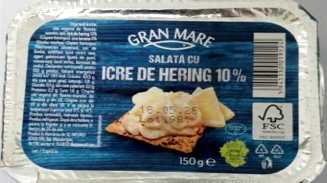 Un lot de salată cu icre, retras din comerț după ce a fost depistată Listeria monocytogenes