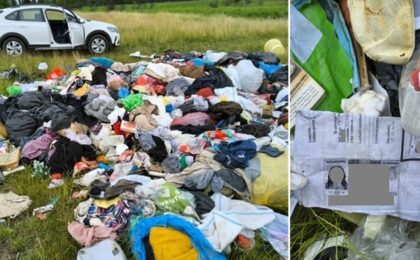 Deșeuri abandonate pe câmp, lângă Timișoara. Cel care le-a aruncat a fost identificat și amendat cu 15.000 de lei 1 Deșeuri abandonate pe câmp, lângă Timișoara. Cel care le-a aruncat a fost identificat și amendat cu 15.000 de lei