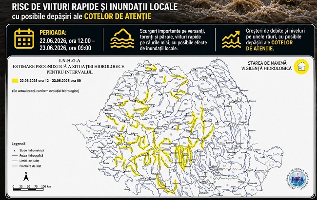 Cod galben de inundații în vestul țării 2 harta inundatii