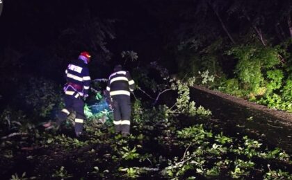 Noapte extrem de grea pentru pompieri. Pomi rupți de vijelie, zone inundate și localități fără curent 1 Noapte extrem de grea pentru pompieri. Pomi rupți de vijelie, zone inundate și localități fără curent