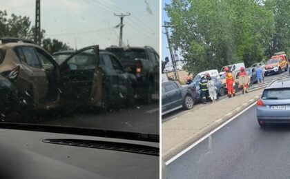 Carambol pe Calea Șagului din Timișoara: patru mașini implicate, un bărbat de 78 de ani a ajuns la spital