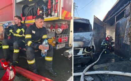 Incendiu la două garaje, o mașină și o casă. Intervenție dificilă a pompierilor. Două persoane au suferit multiple arsuri 22 Incendiu la două garaje, o mașină și o casă. Intervenție dificilă a pompierilor. Două persoane au suferit multiple arsuri