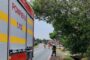 Camion încărcat cu hipoclorit, răsturnat la Coșava
