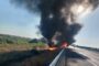 Incendiu la un autotren pe autostrada A1, în zona Balinț. Trafic restricționat