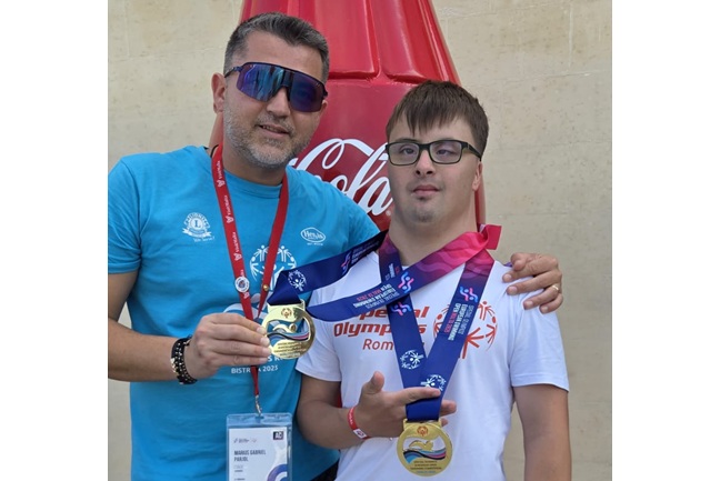 Erick Sabău, sportiv cu Sindrom Down de la Ambasadorii Speranței Timișoara, dublu campion european!