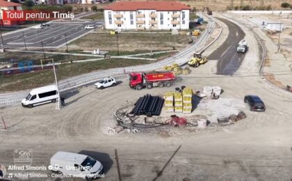 Va fi turnat primul strat de asfalt la sensurile giratorii dintre Timişoara şi Giroc (VIDEO)