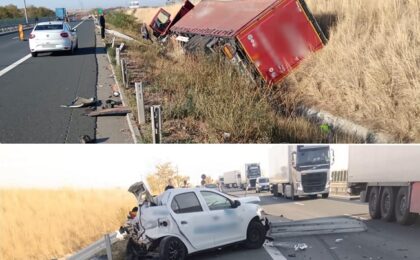 Accident grav între un autoturism şi un autotren, pe autostrada A1, în Timiş 22 Accident grav între un autoturism şi un autotren, pe autostrada A1, în Timiş