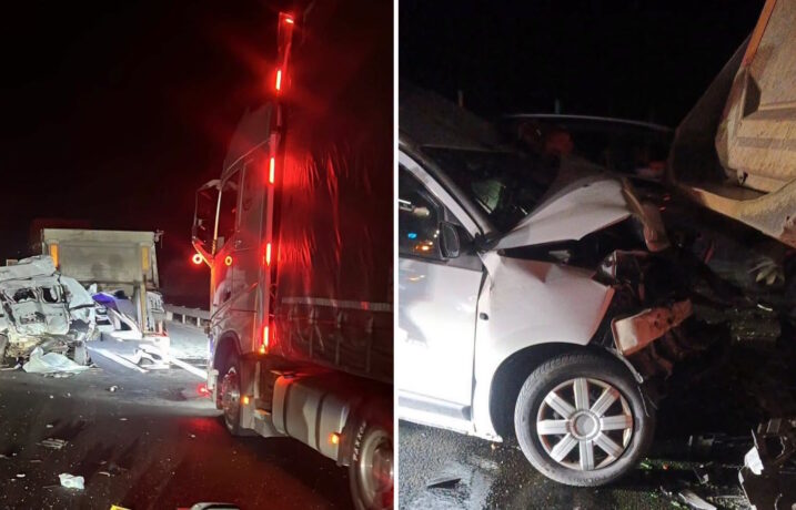 Accident cu două autotrenuri, un microbuz și un autoturism, pe autostrada A1, în Timiș 1 Joi seară, în jurul orei 18:45, Pompierii timișeni au fost solicitați să intervină pentru asigurarea măsurilor PSI și prim ajutor în urma unui accident rutier produs pe A1