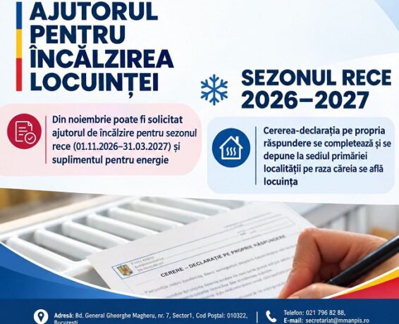 Ajutorul pentru încălzirea locuinței și suplimentul pentru energie continuă în sezonul rece 2026–2027