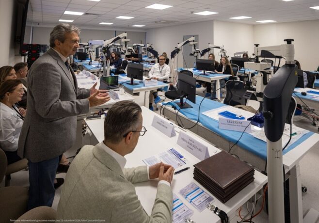 Masterclass Internațional de Chirurgie a Glaucomului, la Timișoara. Cinci profesori de talie mondială au pregătit medici și studenți în cele mai noi proceduri din domeniu 1 Masterclass Internațional de Chirurgie a Glaucomului, la Timișoara. Cinci profesori de talie mondială au pregătit medici și studenți în cele mai noi proceduri din domeniu