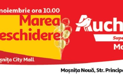 Marți, 28 noiembrie, se deschide supermarketul Auchan Moșnița. Bucură-te de prețuri mici în fiecare zi și înscrie-te la tombola care îți poate aduce unul dintre cele peste 100 de premii în bani!