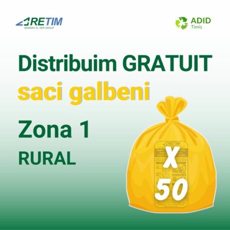 Programul de distribuție gratuită a sacilor galbeni destinați colectării deșeurilor reciclabile - Zona 1 rural