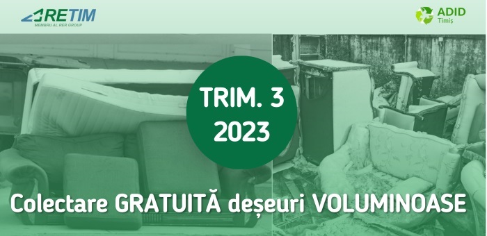 A treia campanie trimestrială din anul 2023 de colectare gratuită a deșeurilor voluminoase  în mediul rural din Zona 1 a județului Timiș