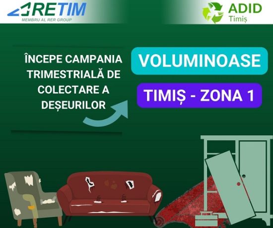 A început noua campanie de colectare gratuită a deșeurilor voluminoase organizată de RETIM și ADID Timiș