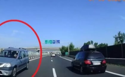 Imagini scandaloase - Un șofer gonește pe contrasens pe Autostrada A1 - Tragedie evitată în ultima clipă