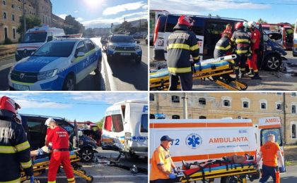 Accident grav în vestul țării. 10 persoane au ajuns la spital