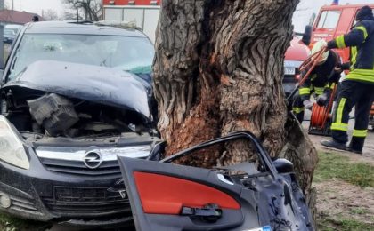 Accident în vestul țării, o șoferiță a intrat cu masina intr-un copac