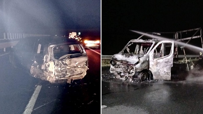 Accident grav pe autostrada A1, nu departe de Timişoara. O maşină a luat foc 1 Accident grav pe autostrada A1,nu departe de Timişoara. O maşină a luat foc