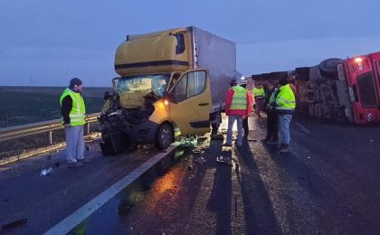 Accident grav pe autostradă în Timiș, trafic blocat