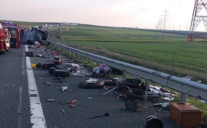 Accident cu 3 victime pe Autostrada A1, între Arad și Timișoara. Trafic restricționat
