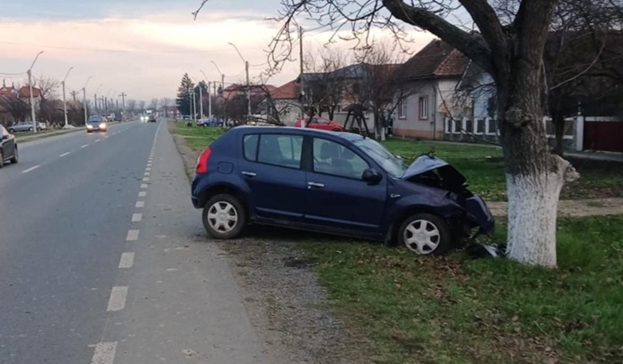 Un bărbat de 76 de ani s-a izbit cu mașina de un pom, în Timiș