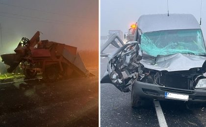 Un tractorist băut de la primele ore ale dimineții a provocat un accident cu trei victime, în Timiș