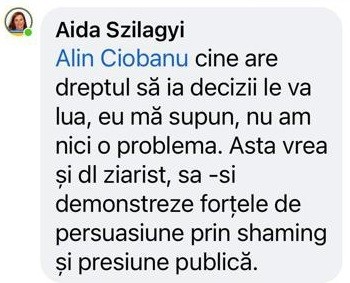 Consiliera USR Aida Szilagyi: “Nu vă mai obosiți cu criticile, dacă conducerea partidului consideră că e mai bine să mă retrag, o voi face”
