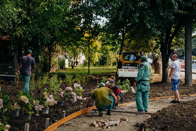 Spațiu verde și alee cu bănci, în Calea Aradului 1 Spațiu verde și alee cu bănci, în Calea Aradului