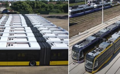 Timișorenii așteaptă zeci de minute în stații şi călătoresc cu rable, în timp ce noile flote de autobuze și tramvaie zac în depoul din zona Dâmbovița. Foto şi video