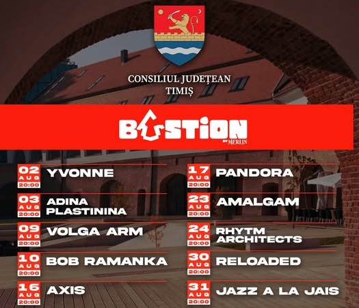 Weekenduri cu muzică bună, în august, la Bastionul Theresia
