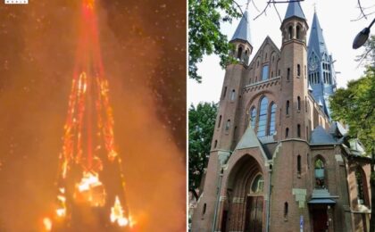 Incendiu devastator în Amsterdam. O biserică din secolul al XIX-lea a fost distrusă - VIDEO