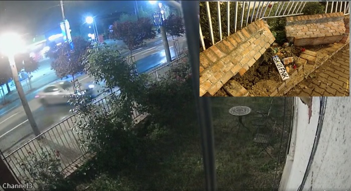 Un şofer a dărâmat cu BMW-ul gardul unei case din Timişoara, apoi a fugit (video)