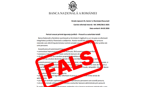 Atenție la documentul care circulă cu sigla BNR