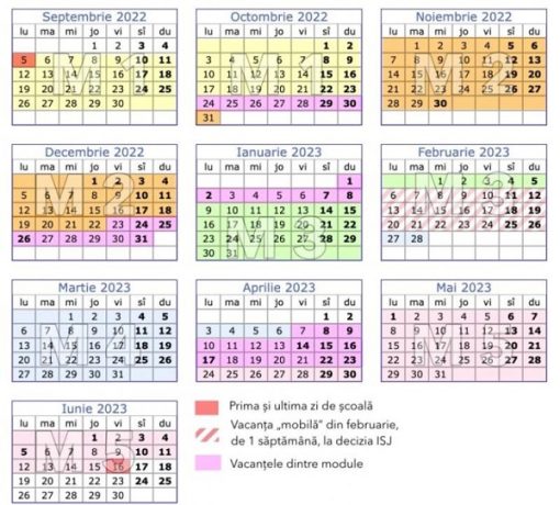 Calendarul anului școlar viitor, pe module. Prima zi de școală este pe 5 septembrie 2022, iar în februarie 2023 elevii au o vacanță „mobilă”, de o săptămână, decisă de inspectoratele școlare