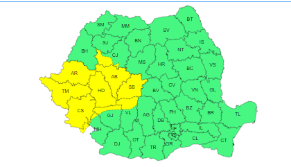 Atenționare meteo Cod galben de instabilitate atmosferică 