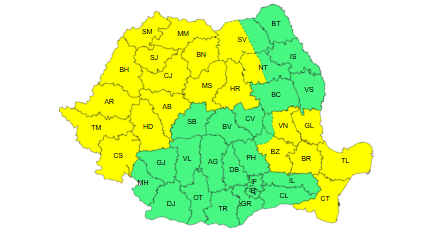 Cod galben de ploi și vijelii în Banat, Crișana, Maramureș și cea mai mare parte a Transilvaniei 2 cod galben 16