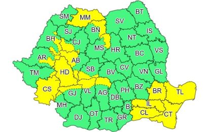 Atenționare Cod galben de ploi însemnate și vânt puternic în Banat și alte regiuni din țară, până sâmbătă