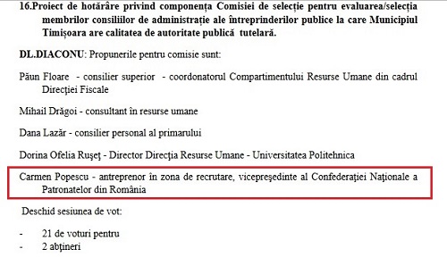 O consilieră locală din Timișoara a demascat o “caracatiță mafiotă”, după ce tot ea și colegii săi de partid votaseră numirea unui “tentacul” al acesteia în comisia care selectează membrii CA din societățile primăriei